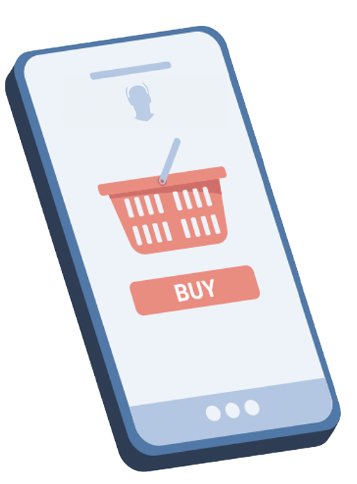 Illustration d'un cellulaire avec un panier d'achat