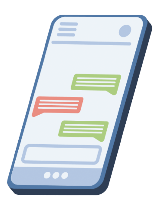 Illustration d'un smartphone avec une fenetre de clavardage avec un IA