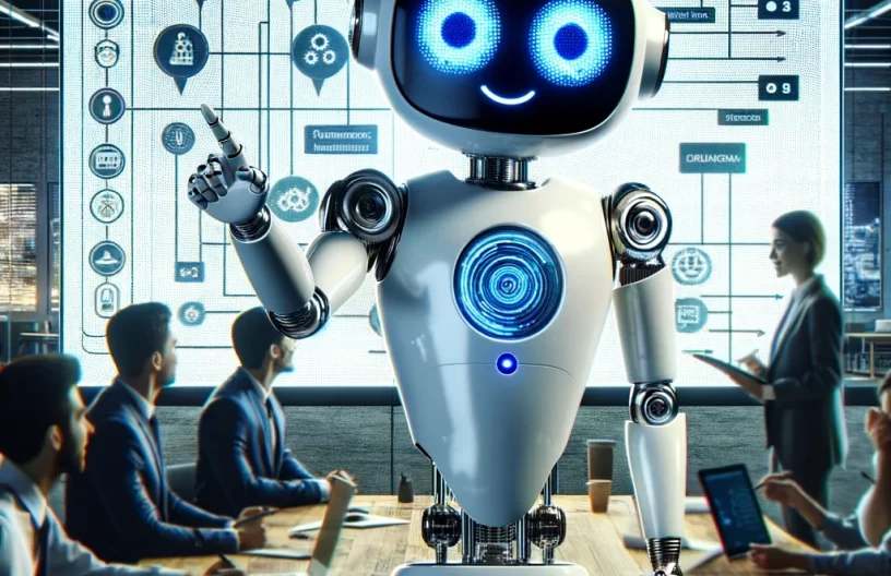 IA qui qui pointe un tableau qui représente une feuille de route - Intégrer l'IA dans votre entreprise