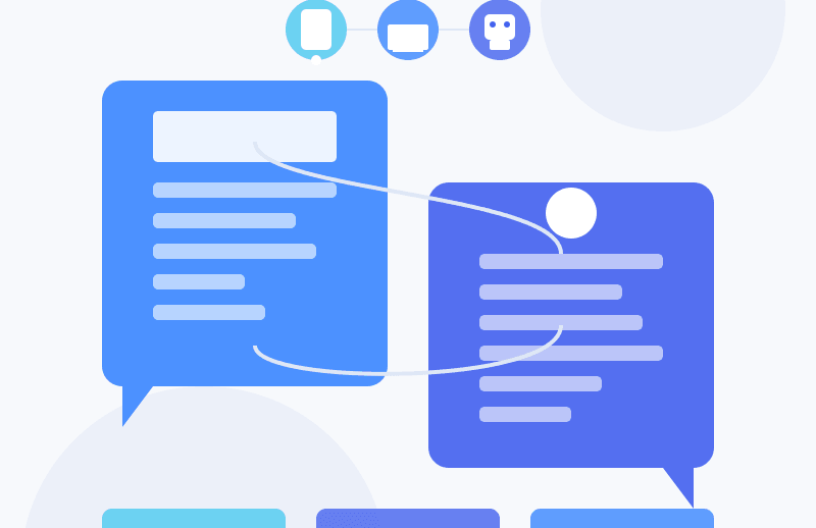 solutions d'IA conversationnelle - représentation avec 2 nuages de conversations